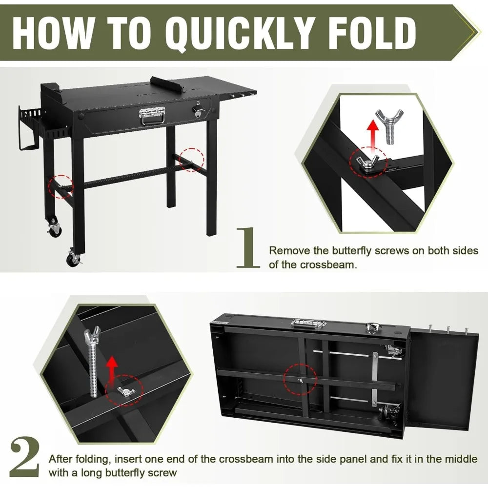Outdoor Grill Table With Built In 2 Burner Propane Grill
