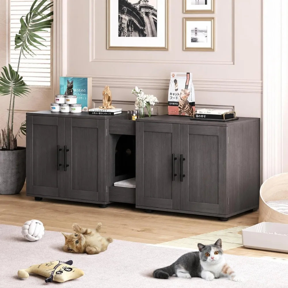 Garvee Wooden Hidden Litter Box Enclosure Furniture For Cats