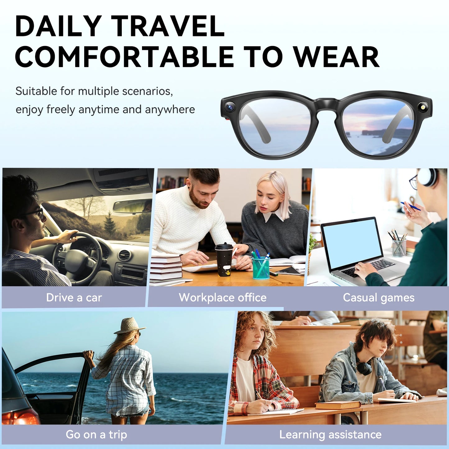 EIGIIS AI Smart Glasses With Bluetooth Calling And Translation Waterproof