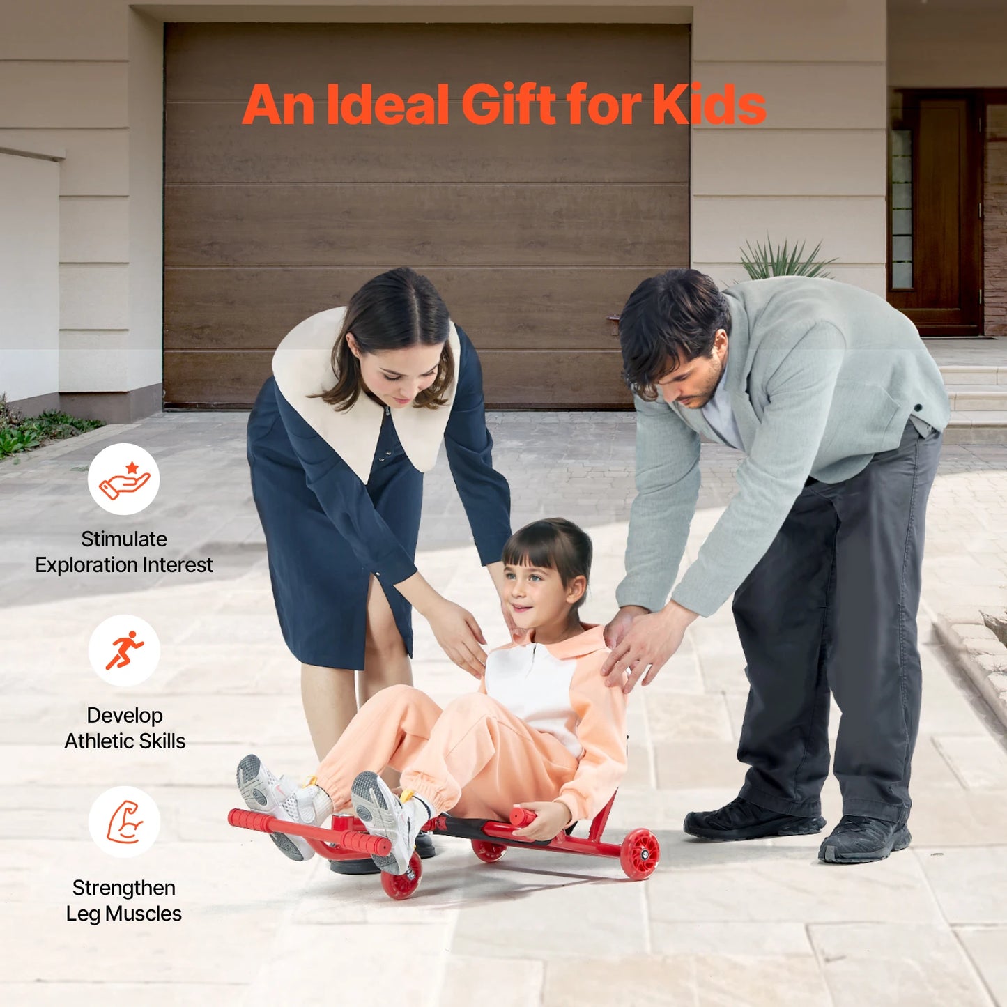 SucceBuy Kids Ride On Scooter With Zigzag Motion Drifting Fun