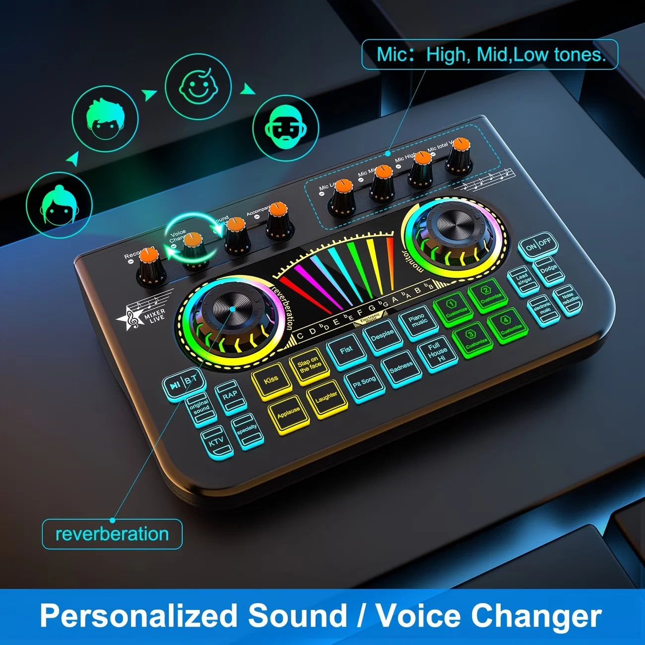 Tenlamp Mic Mixer Set for Podcast Streaming and DJ Studio