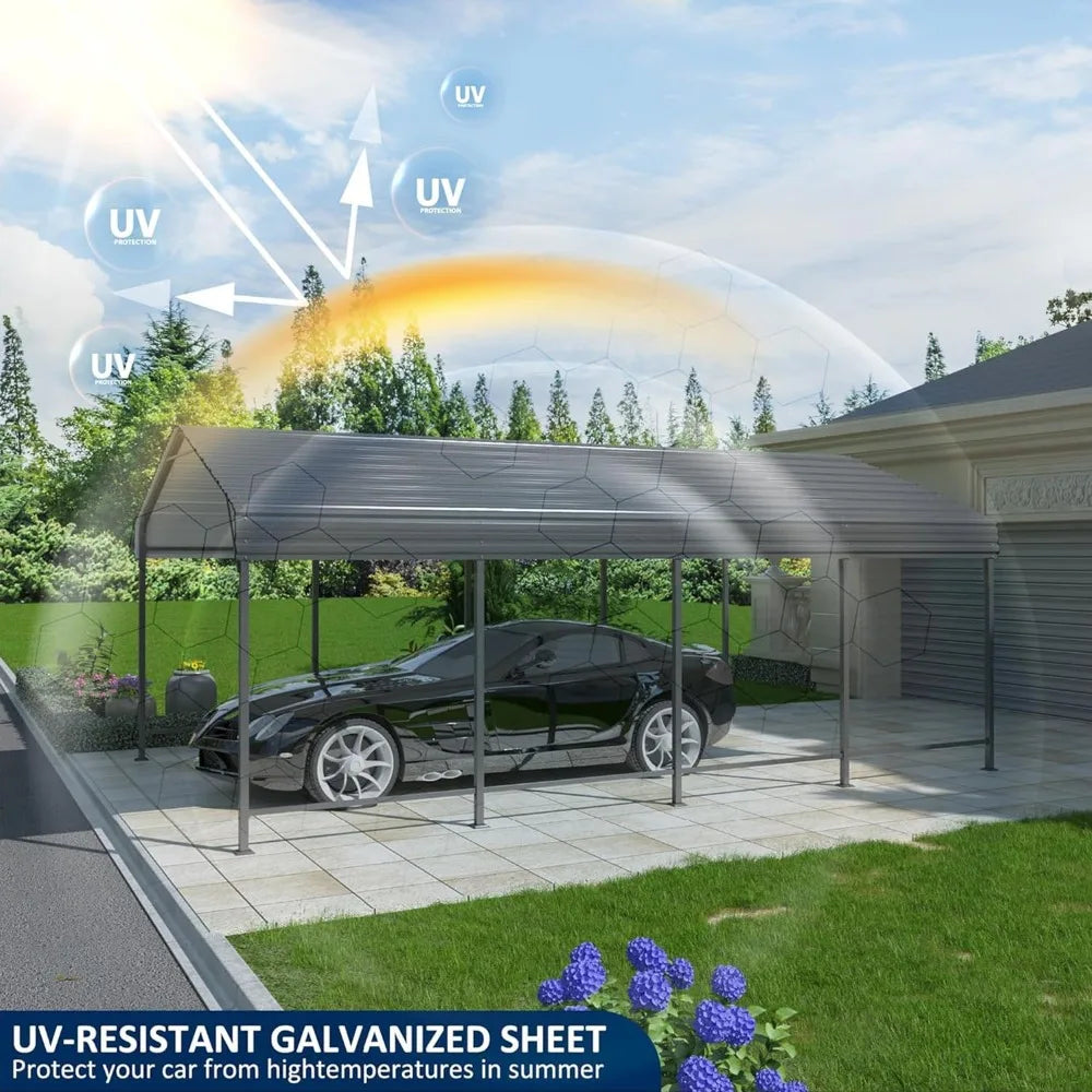 Heavy Duty Galvanized Metal Carport With Extra Base