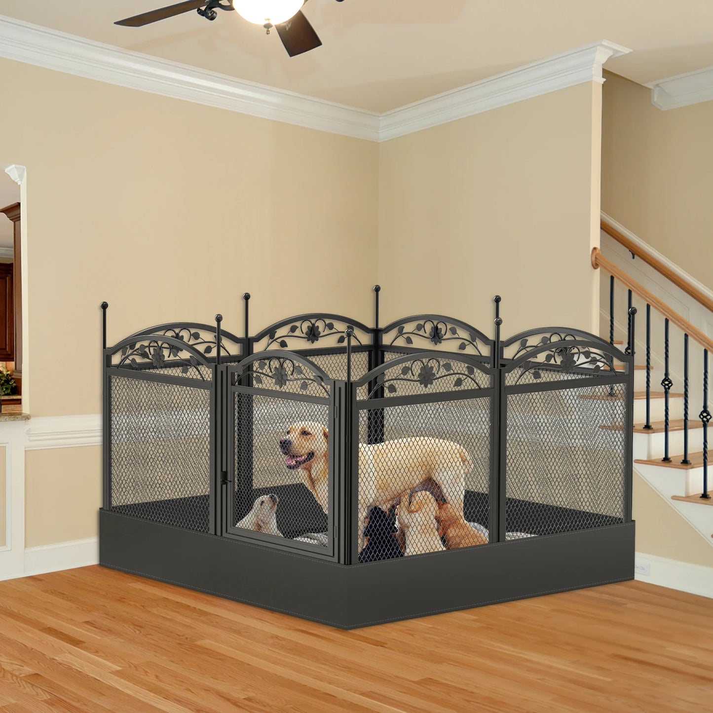 BINGOPAW 8 Panel Heavy Duty Dog Playpen Waterproof Whelping Pad