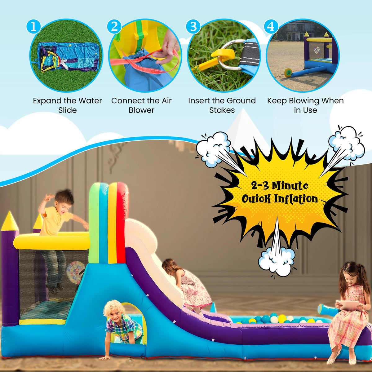RTS Inflatable Water Slide With Splash Pool For Kids