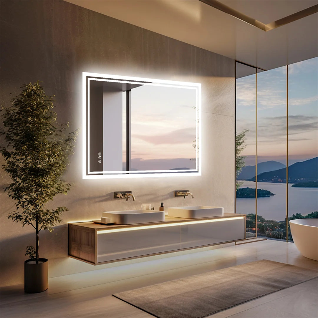 LUVODI Illuminate LED Backlit Frameless Defog Dimmable Mirror