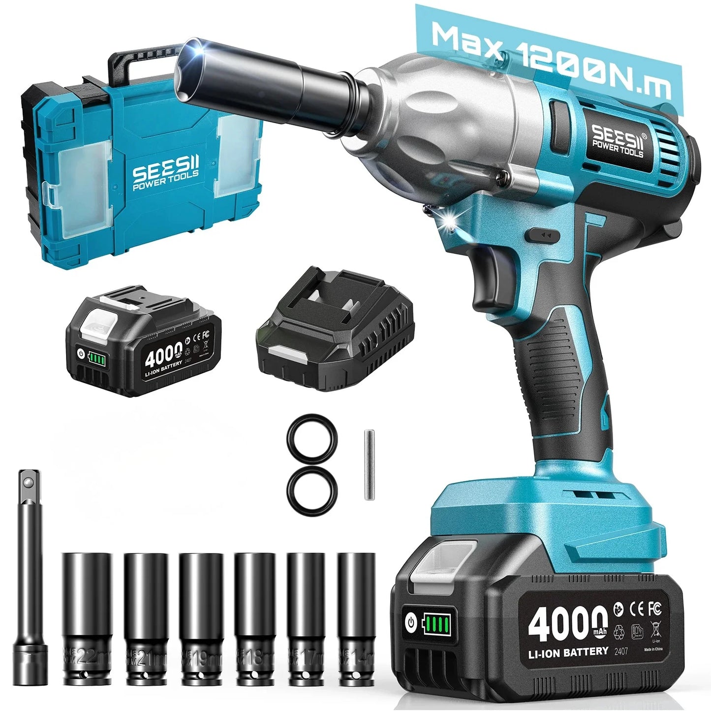 Seesii WH710 Pro Cordless Impact Wrench 1200Nm Brushless LED