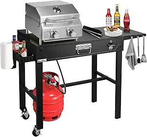 Outdoor Grill Table With Built In 2 Burner Propane Grill