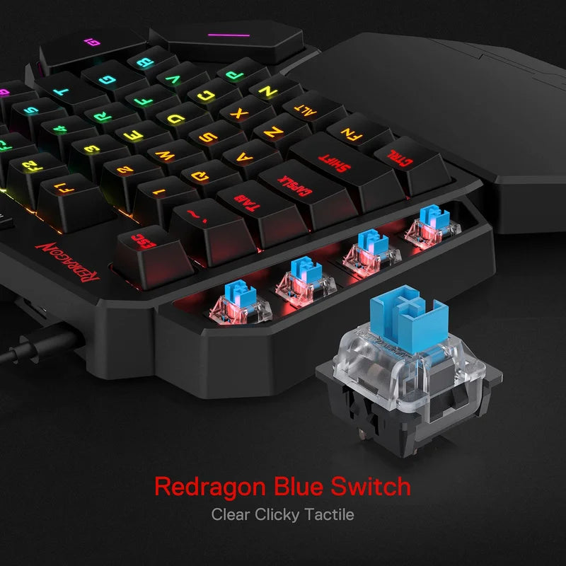 Redragon K585 One Handed Mechanical Gaming Keyboard With Wrist Rest