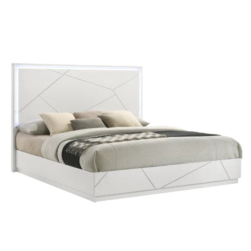 Queen 5-Piece Bedroom Set with Modern Lacquer Finish LED Lighting