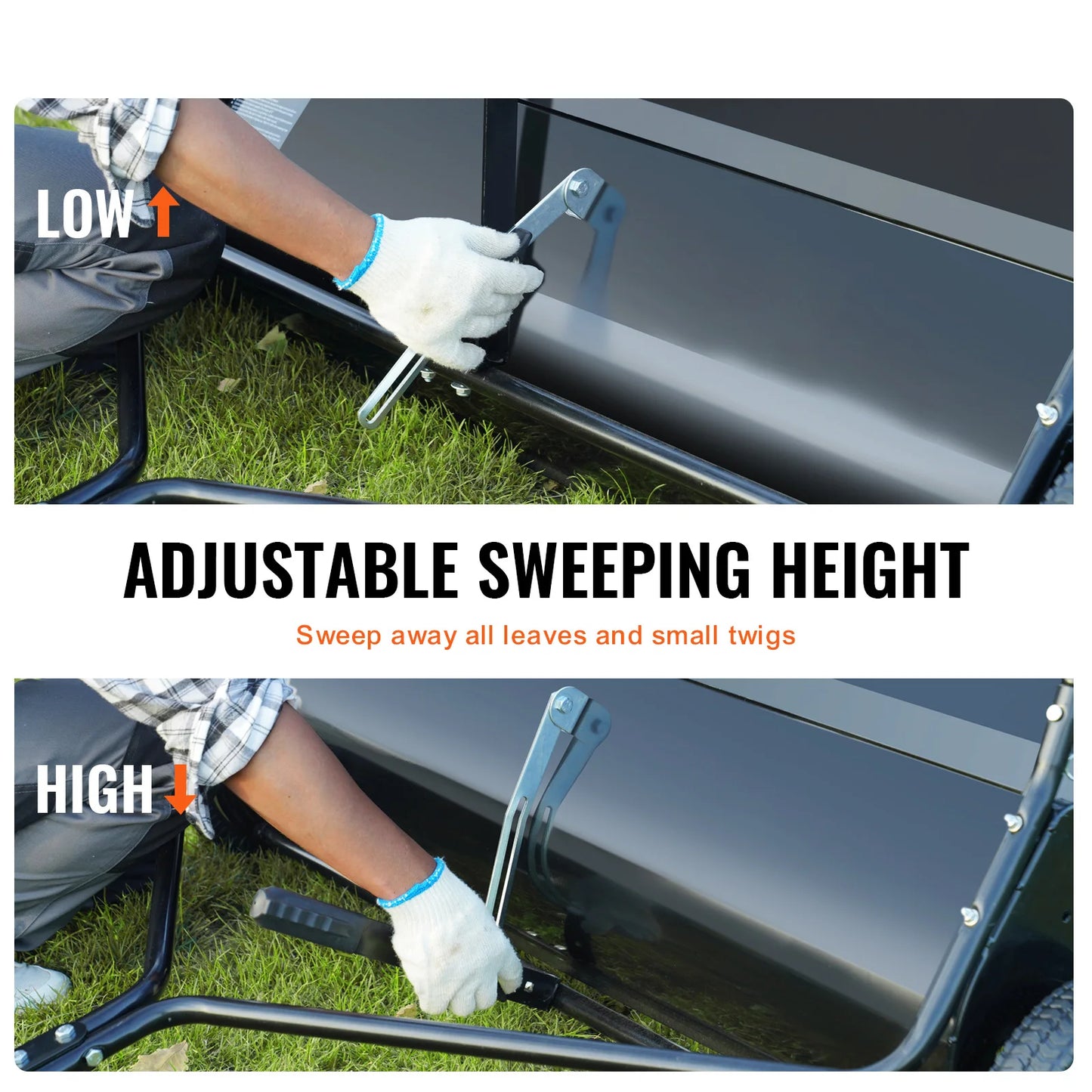 SucceBuy Tow Behind Lawn Sweeper Large Capacity Leaf Grass Collector