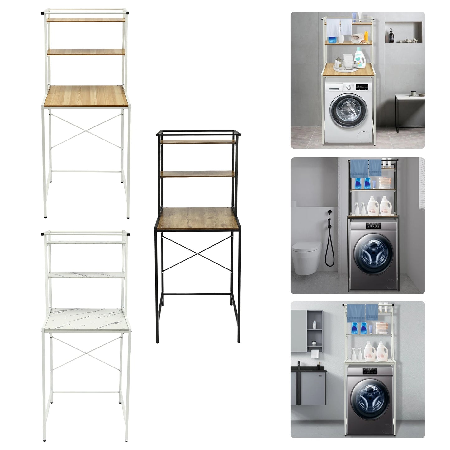 Bymaocar 3 Tier Washing Machine Shelving Unit Laundry Organizer