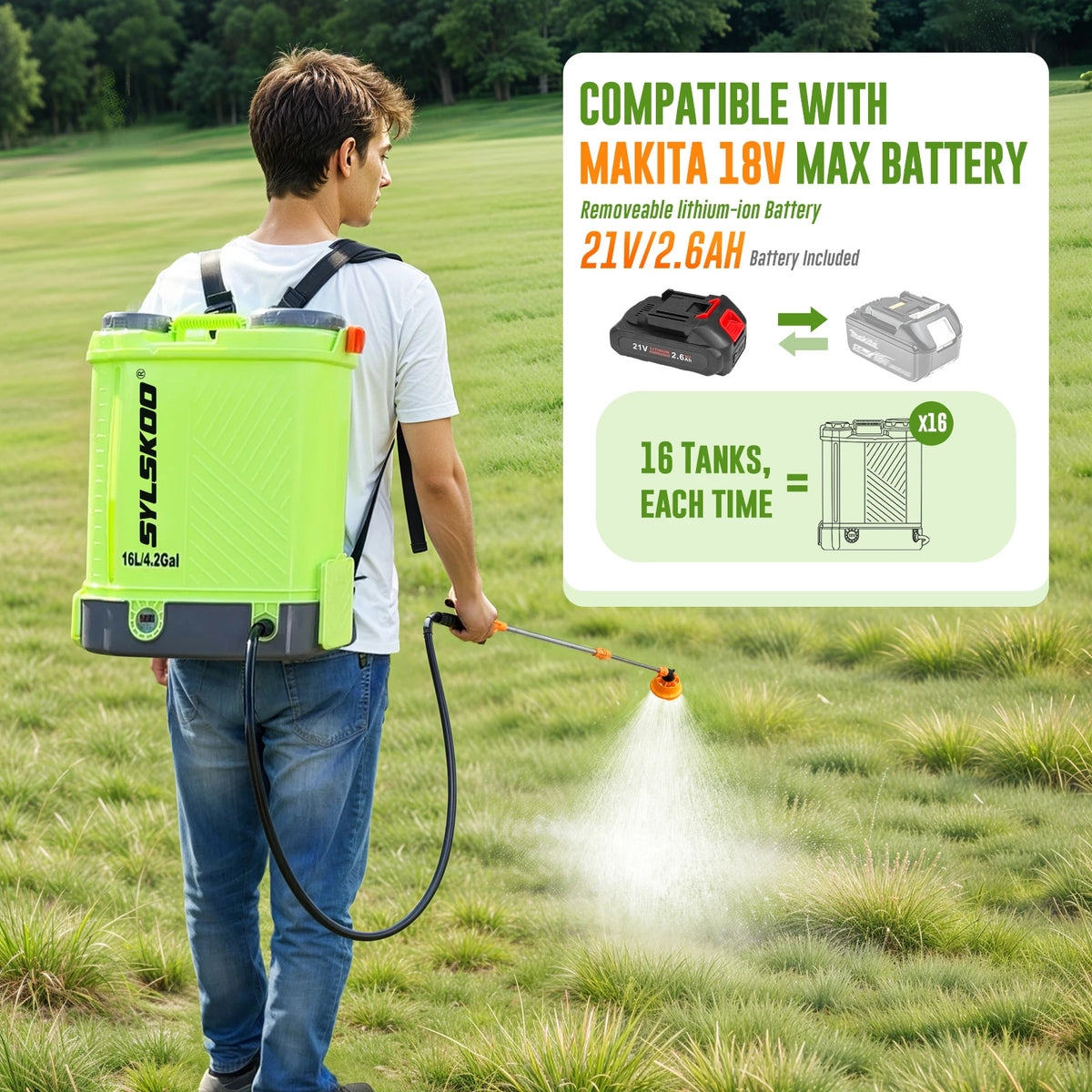 Cordless Electric Garden Sprayer 100 Psi Weed Tool With Wand