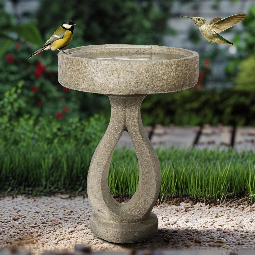 Modern Concrete Bird Bath Garden Outdoor Decor Statue