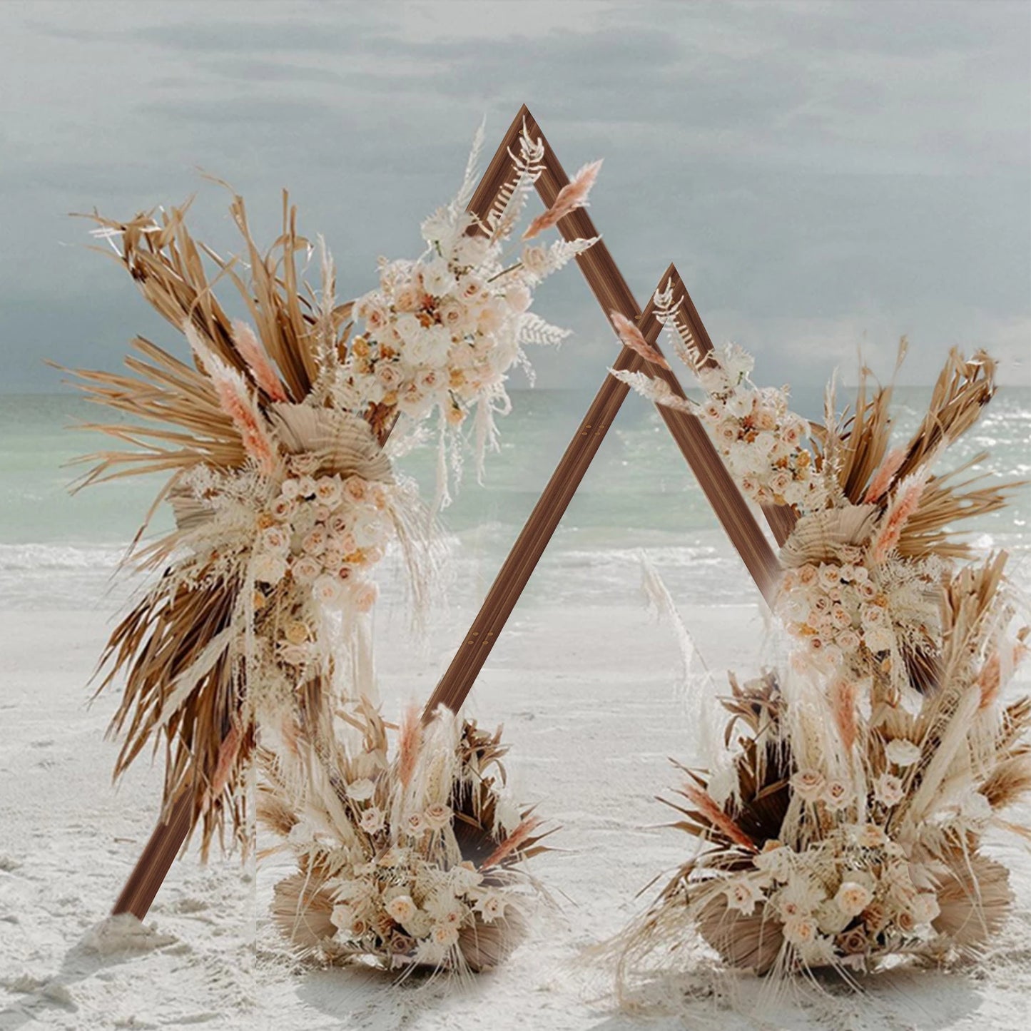 Two Pack Wooden Wedding Arch Stand For Outdoor Ceremonies