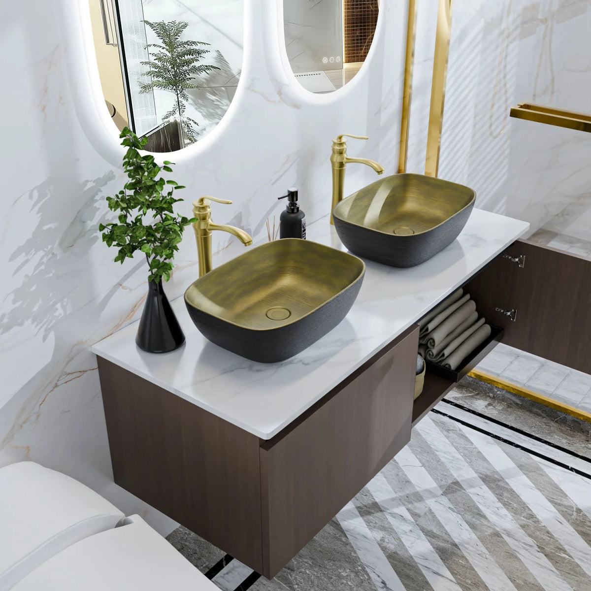 Modern Floating Wall Mounted Bathroom Vanity With Ceramic Sink