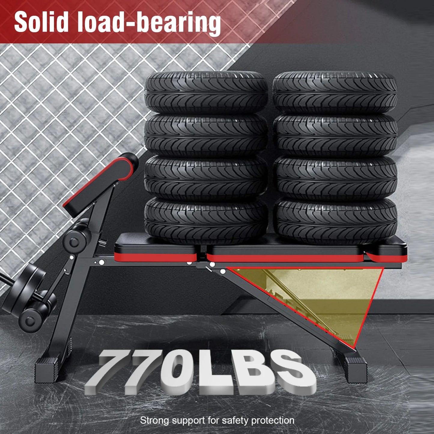 7-Level Foldable Weight Bench With Extended Headrest And Leg Extension