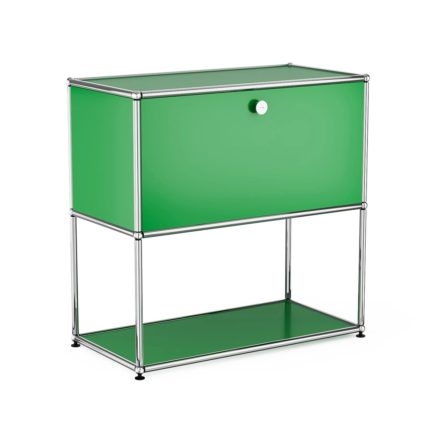 Modern Modular Nightstand Chrome Metal Frame 2 Tier Bedside Table