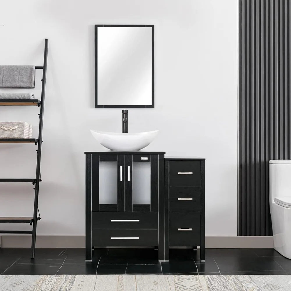Xiaolang 36 Inch Modern Freestanding Bathroom Vanity Vessel Sink