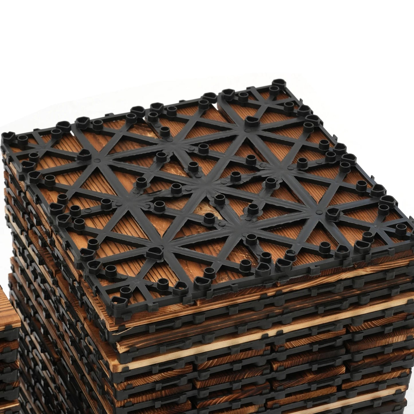 Acacia Mosaic Wood Deck Tiles Interlocking Outdoor Flooring