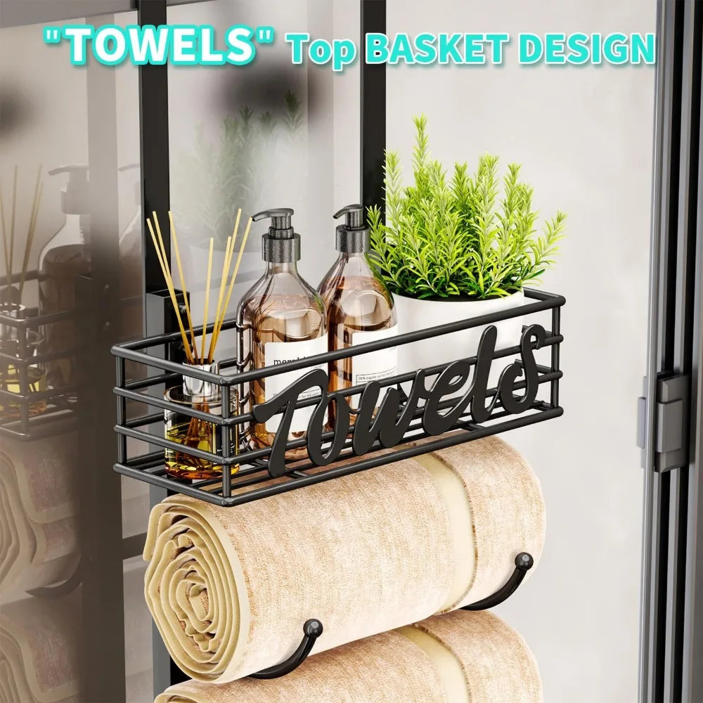 NBVCX 6 Tier Over Door Towel Storage Organizer With Shelf