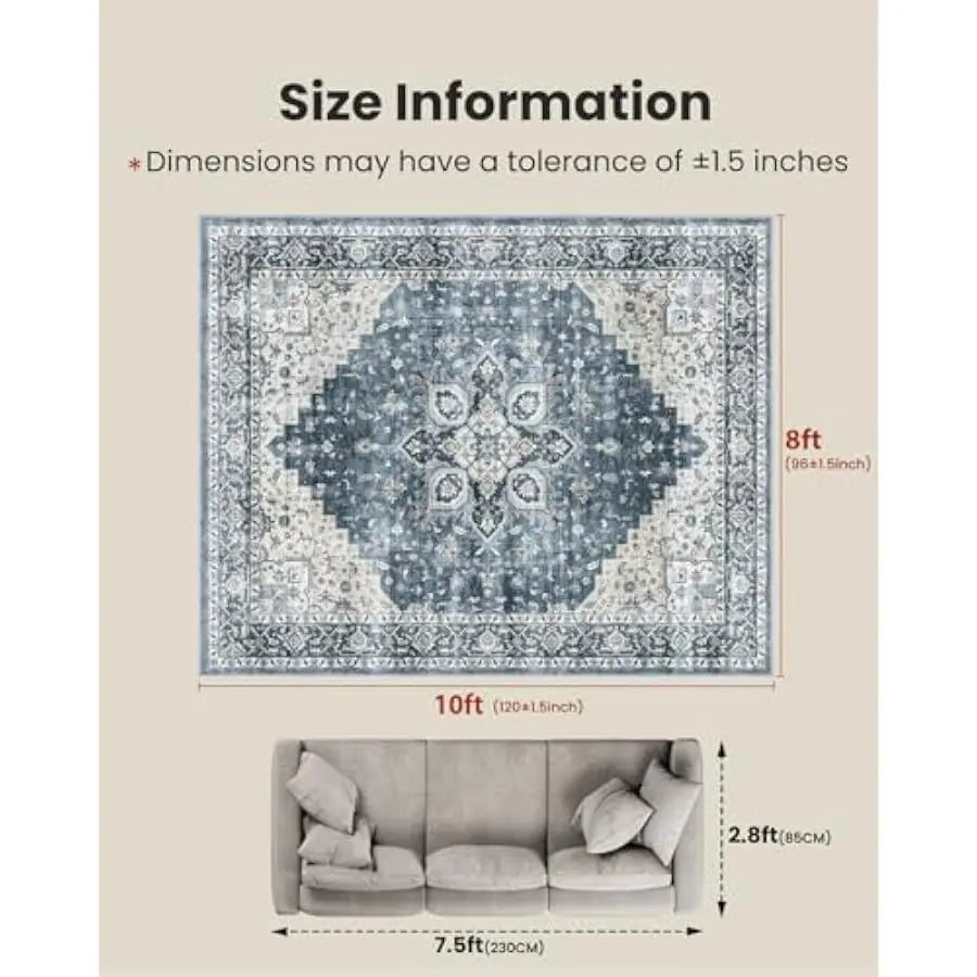 Amada HomeFurnishing Washable Area Rug With Non Slip Backing