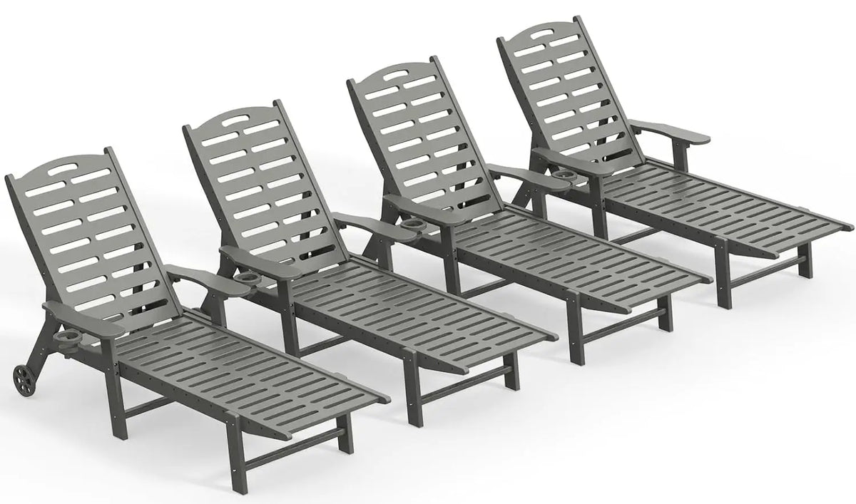 Heavy Duty Adjustable HDPE Sun Lounger Chairs With Wheels