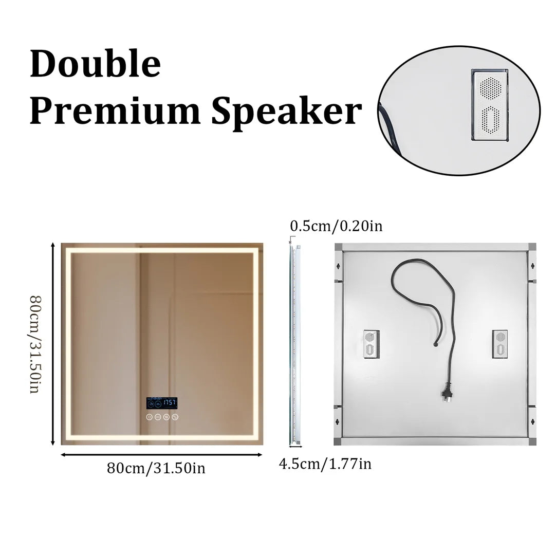 LUVODI Bluetooth LED Bathroom Mirror With Defogger And Speaker