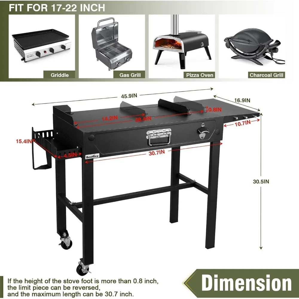 Outdoor Grill Table With Built In 2 Burner Propane Grill