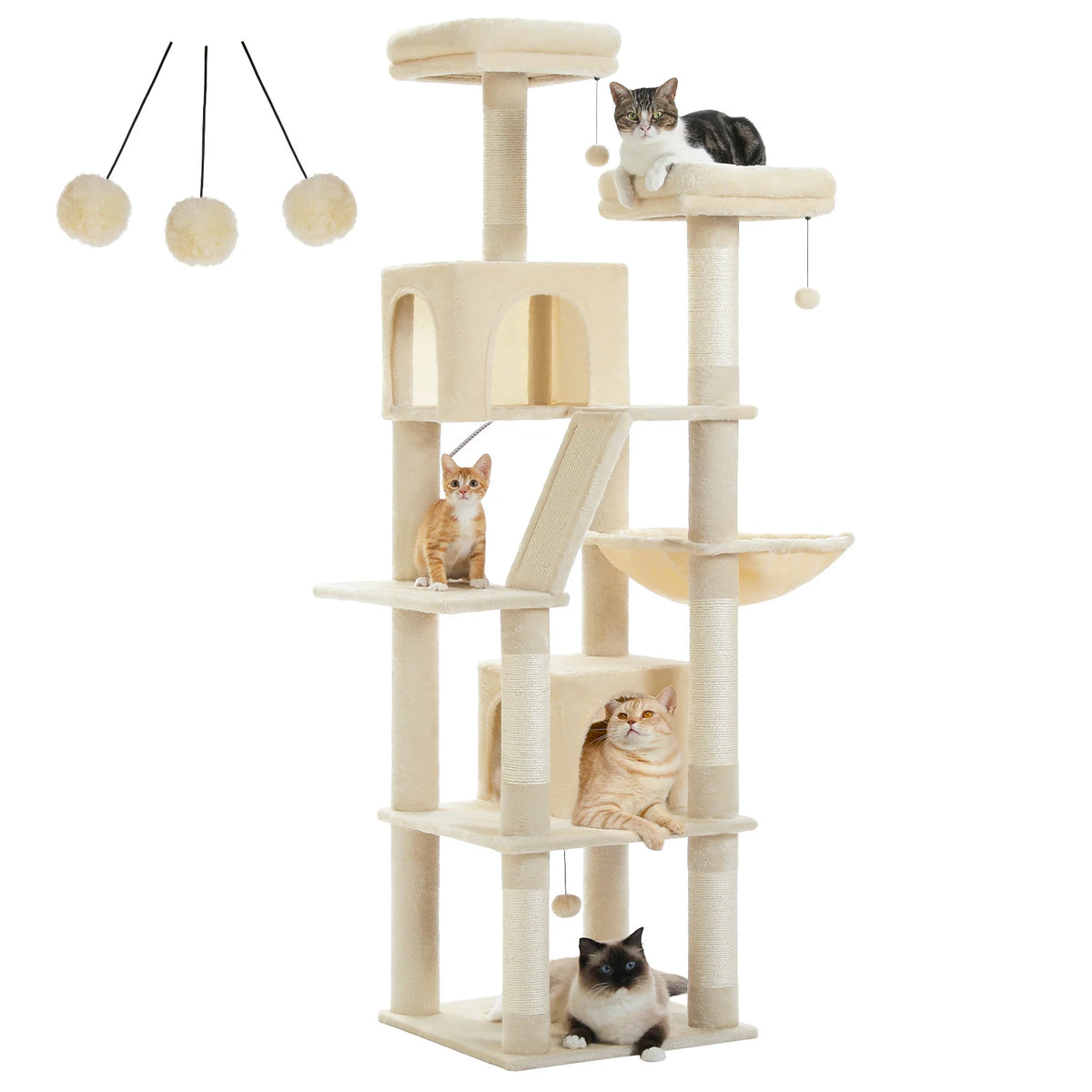 Pawz Road Multi Level Plush Cat Tree With Scratching Posts And Perches