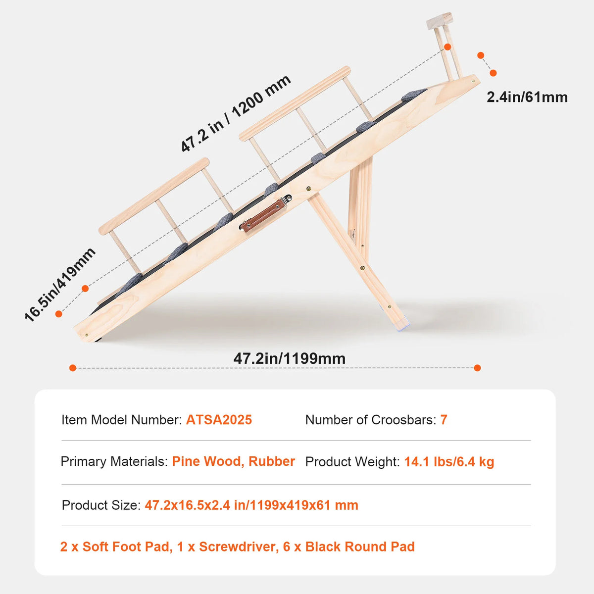 SucceBuy Adjustable Folding Dog Ramp With Non Slip Steps