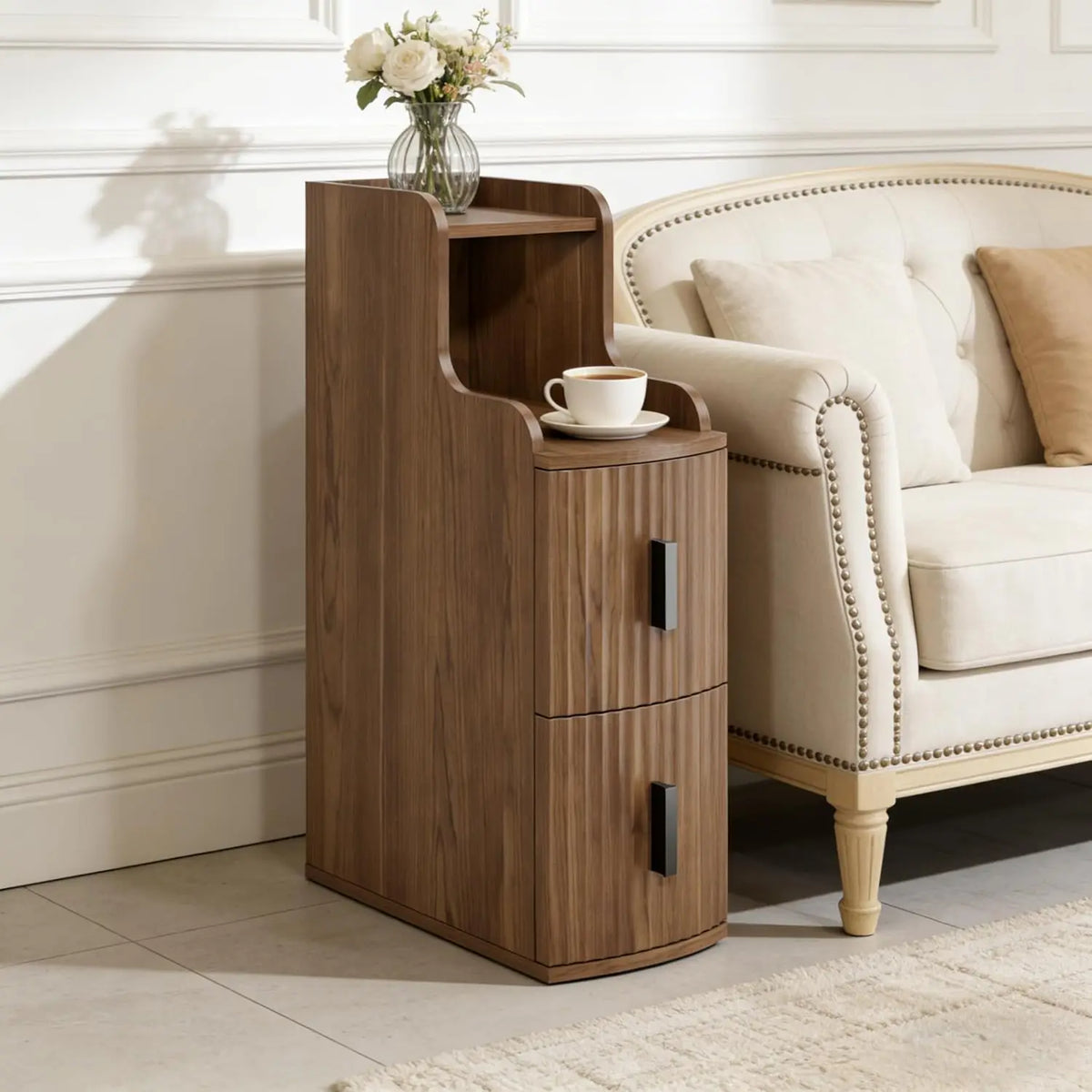 Modern Bedroom Nightstand With Two Storage Drawers For Easy Organization