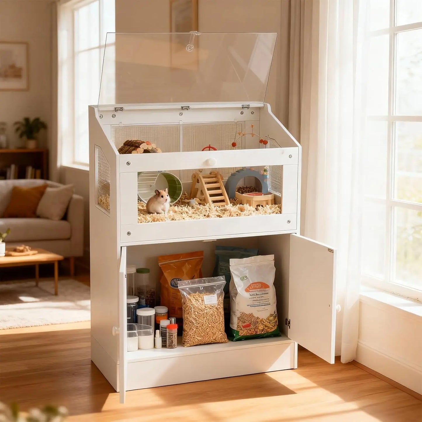 HiMISS Large Acrylic Small Animal Cage With Storage