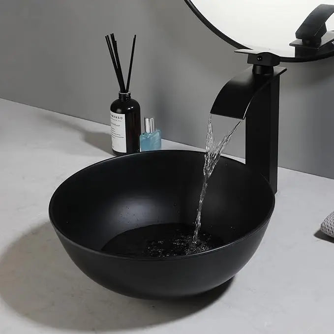 Sinlaku Oval Vessel Bathroom Sink Basin With Stainless Steel Faucet Combo