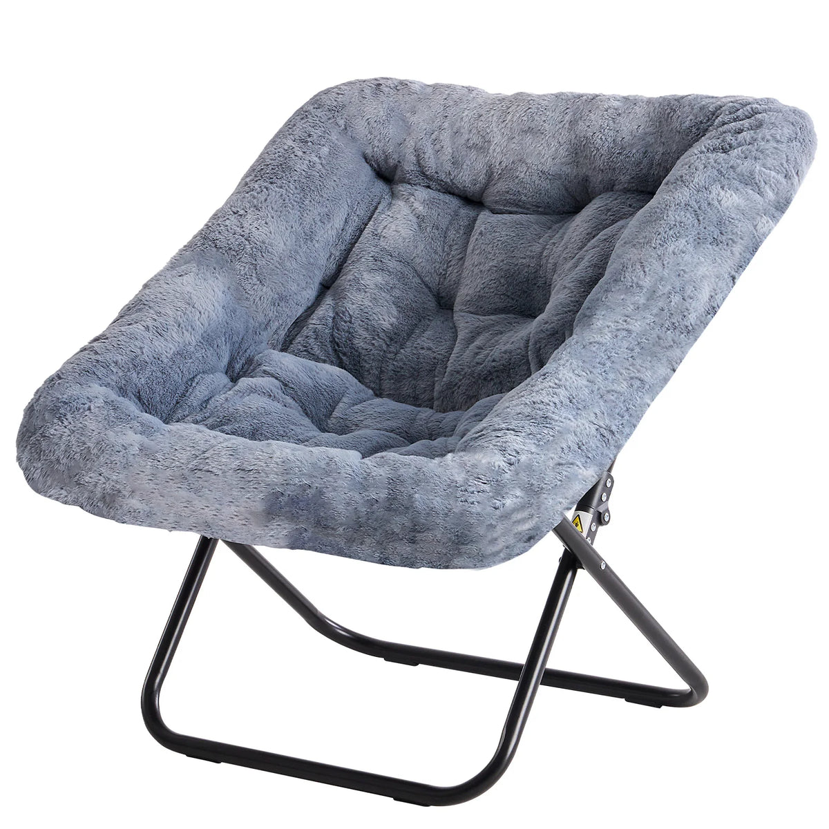 JHK Faux Fur Folding Saucer Lounge Chair With Metal Frame