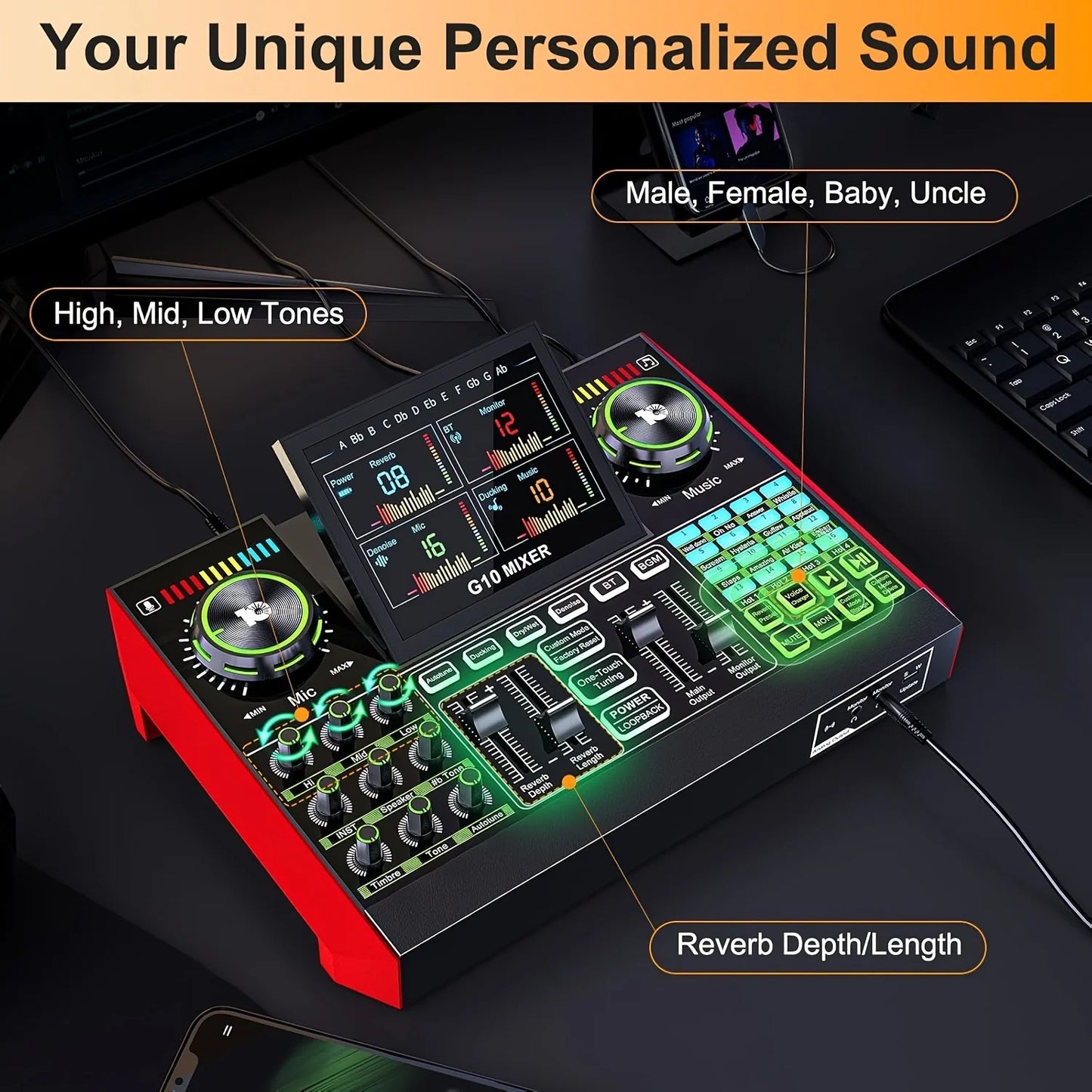 Tenlamp G10 Podcast Microphone Bundle With Live Mixer And Effects
