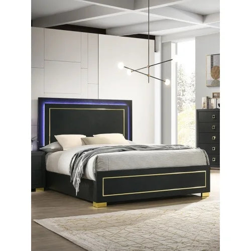 Contemporary Engineered Wood Bedroom Set With Two Nightstands