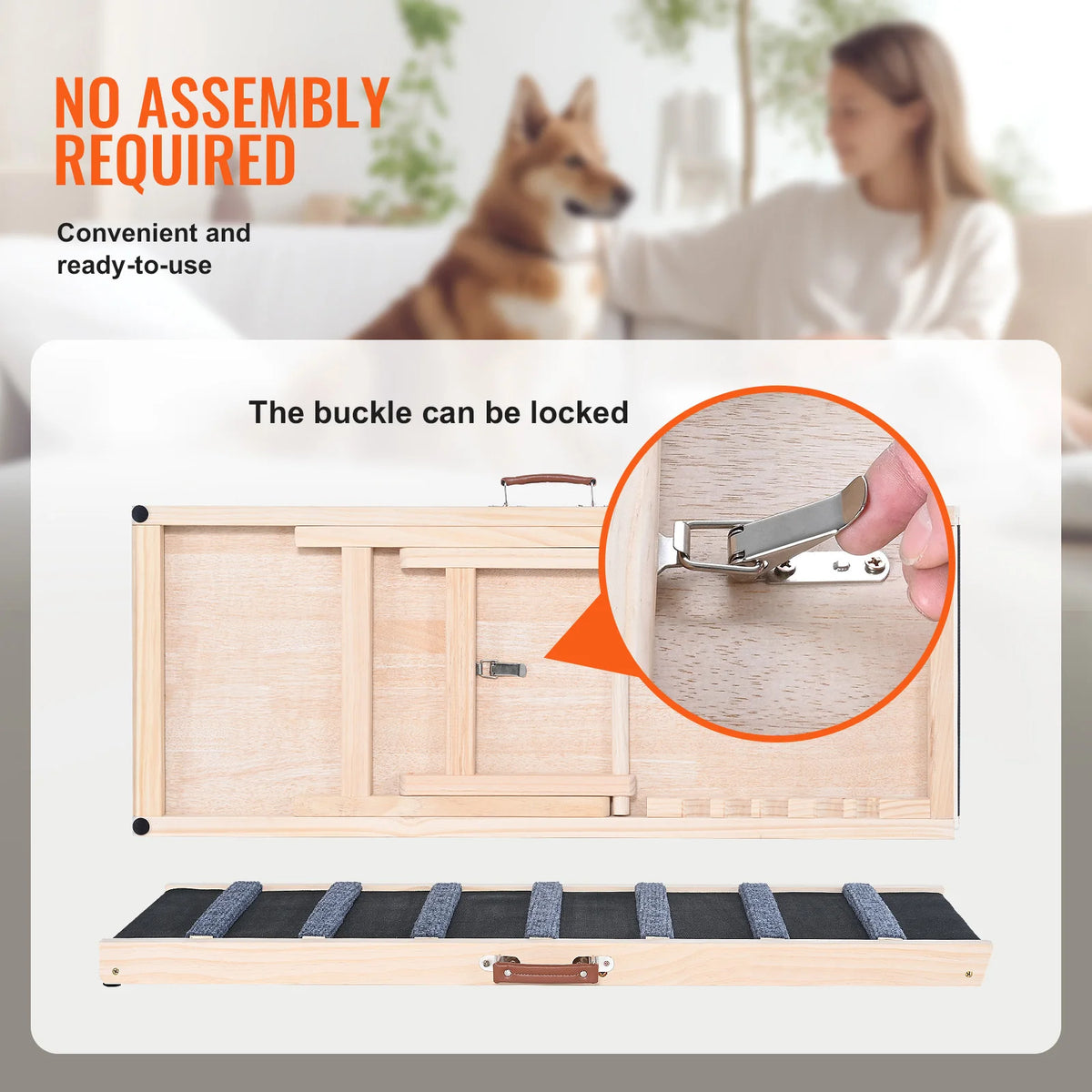 SucceBuy Adjustable Folding Dog Ramp With Non Slip Steps