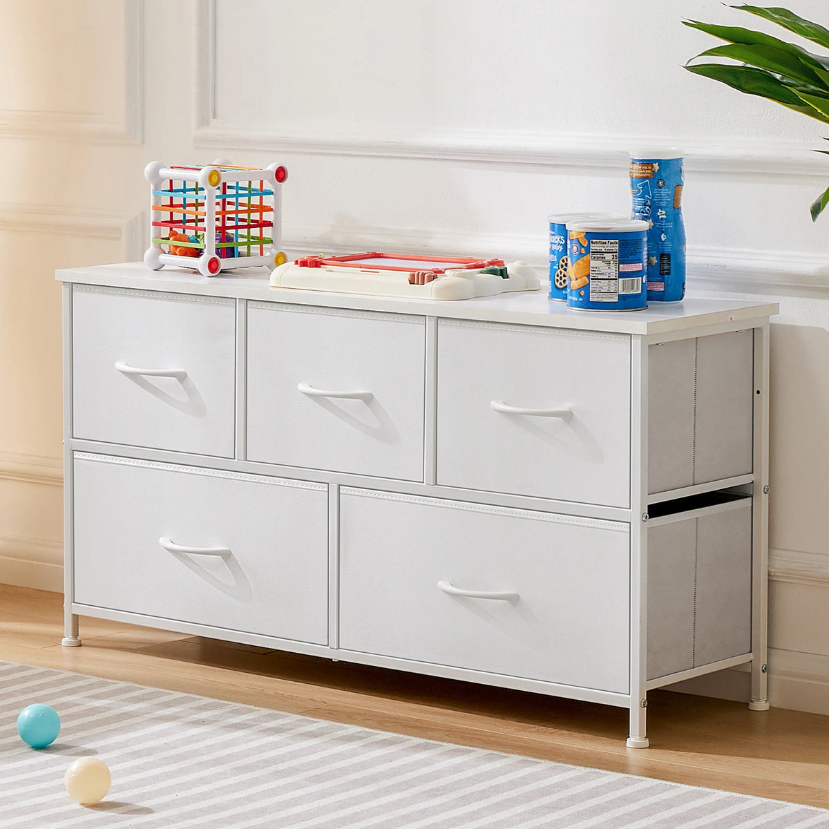 JHK Modern Bedroom Wardrobe With Fabric Drawers For Organized Storage