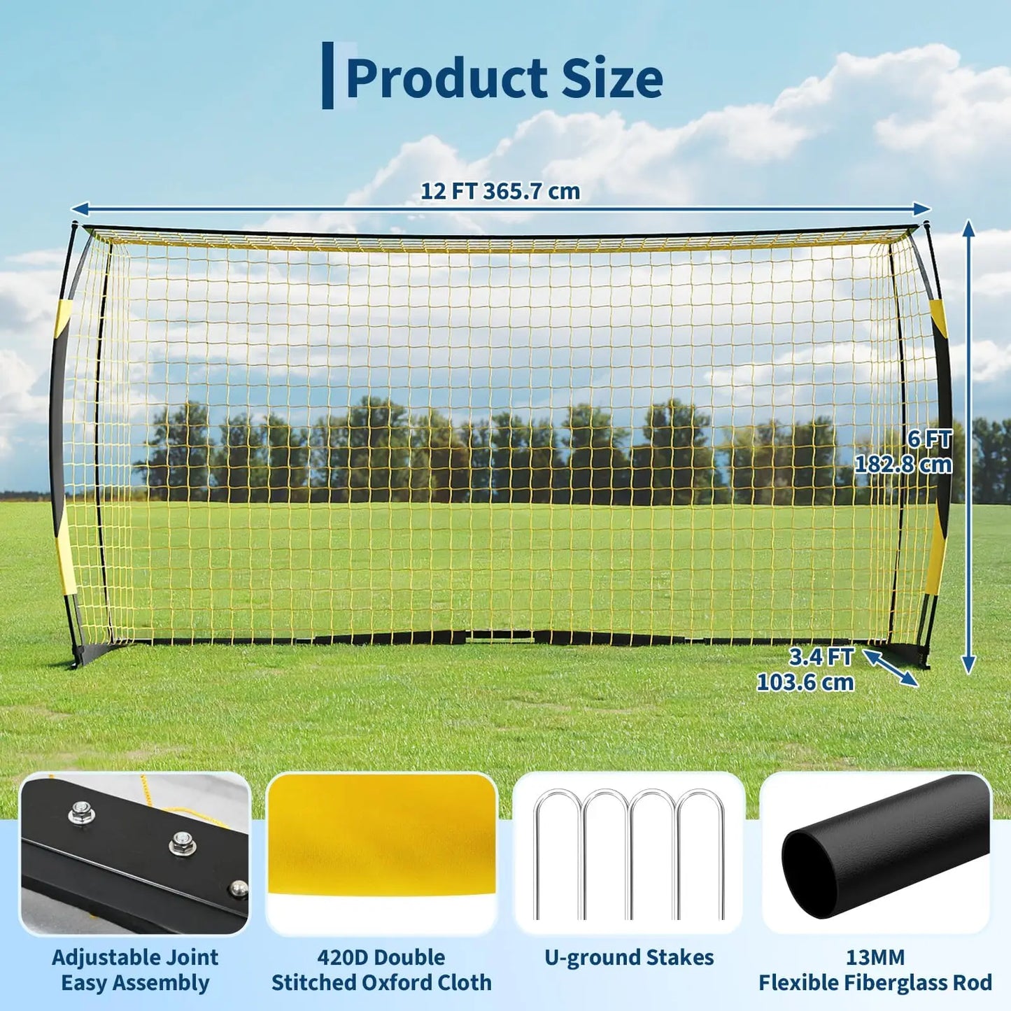 HiMISS Foldable Heavy Duty Metal Frame Soccer Goal With Bag