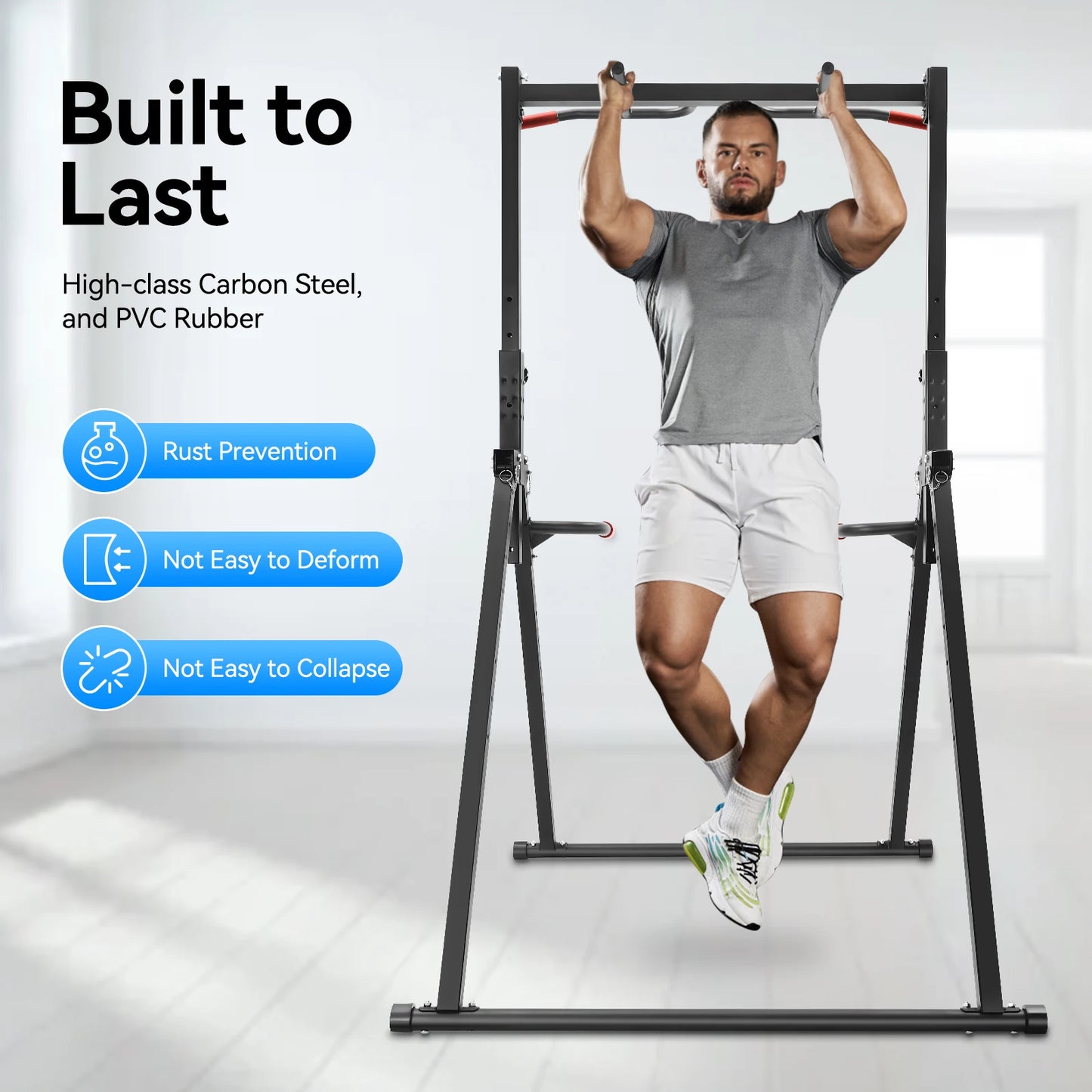 Adjustable Pull Up Bar With Parallel Bars Home Gym Station