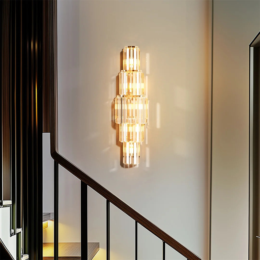 Crystal Wall Lamp Three Layer Sconce With E14 LED Lights