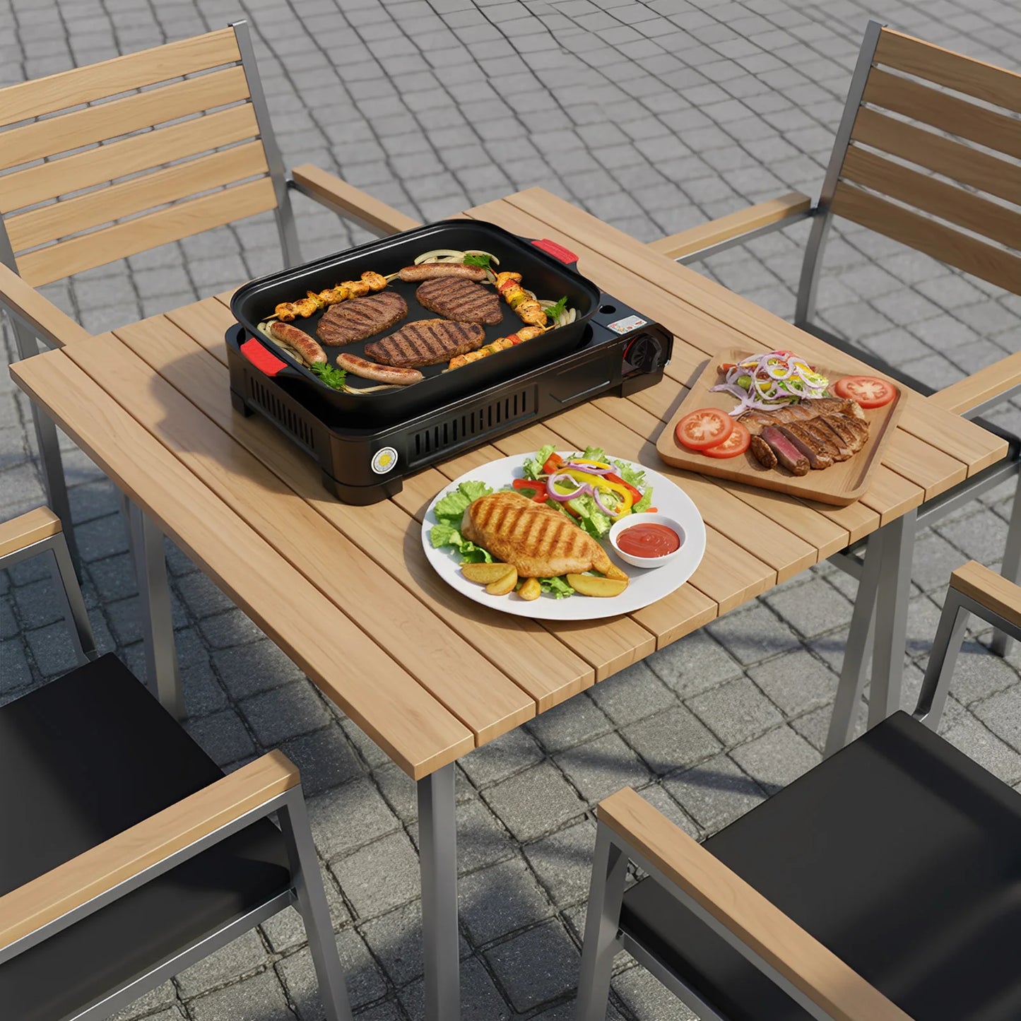 Bymaocar Outdoor Cooking Station Portable Gas Stove 2.1KW Piezo Ignition