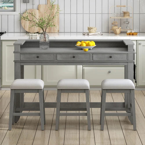 Retro 4 Piece Dining Table Set With Storage Drawers