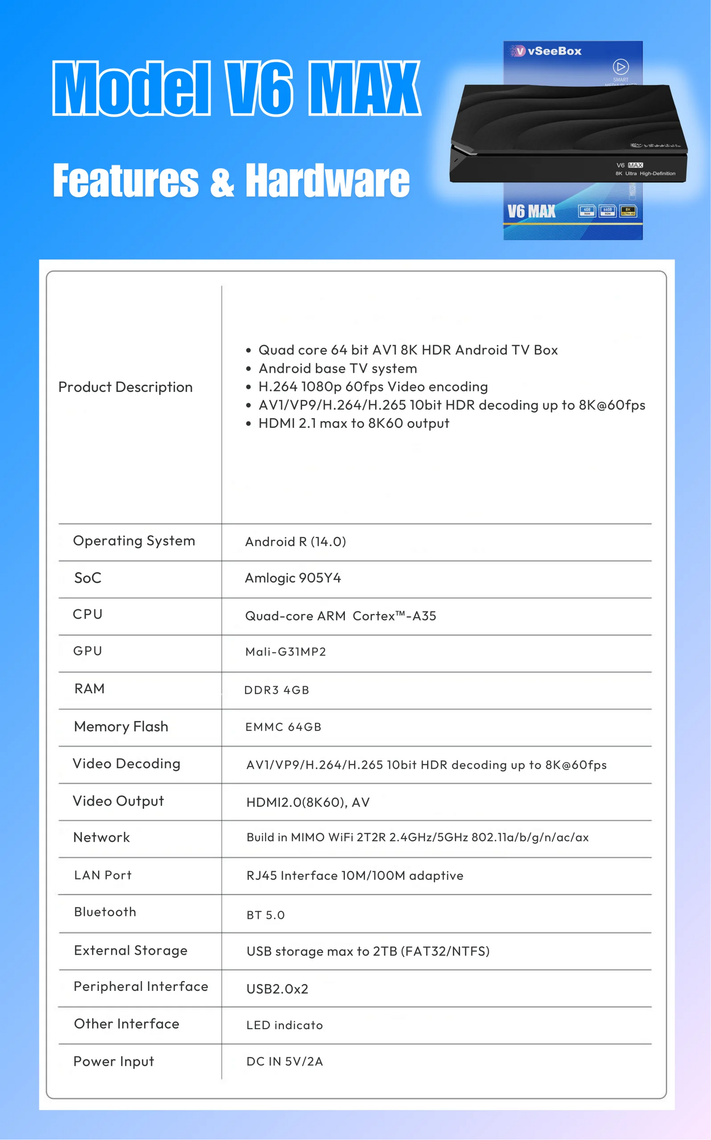 VseeCzydore V6 Max 8K Android TV Box With Voice Control