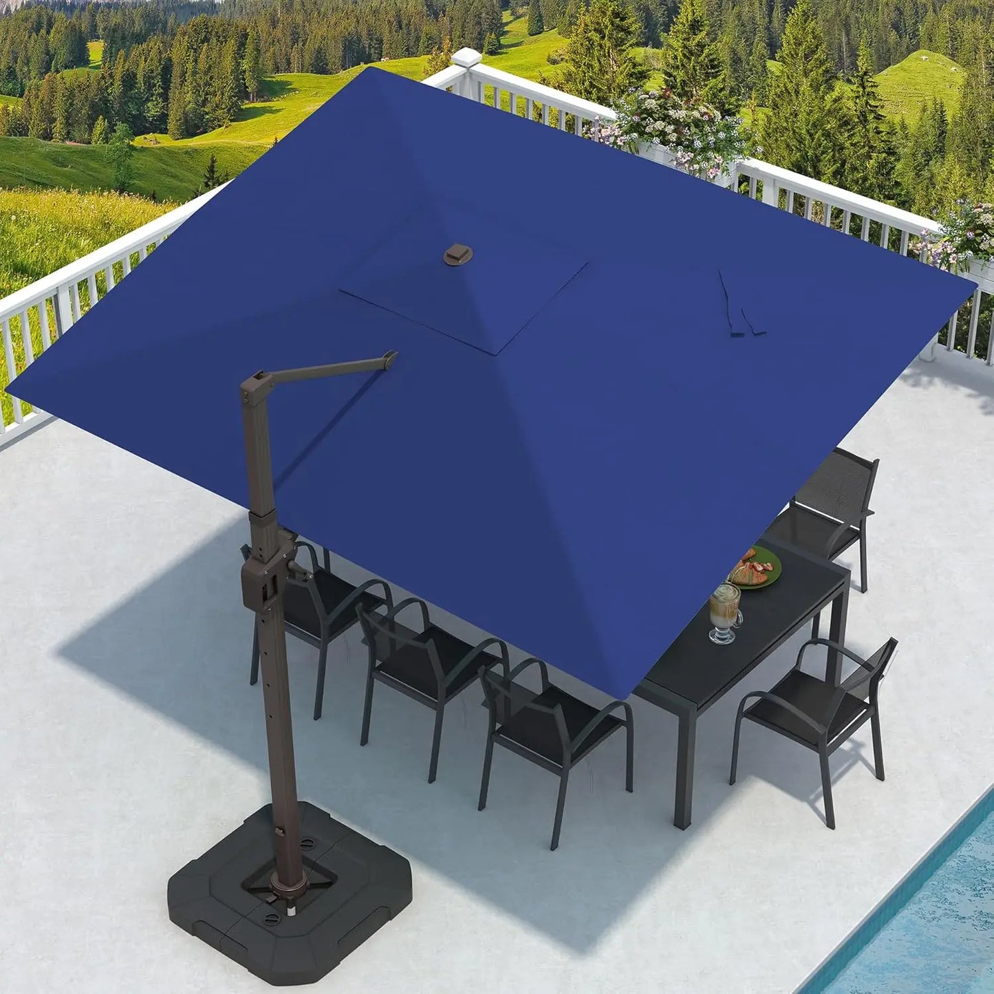 Cantilever Patio Umbrella With Base Included Rectangular Offset 7 Tilts
