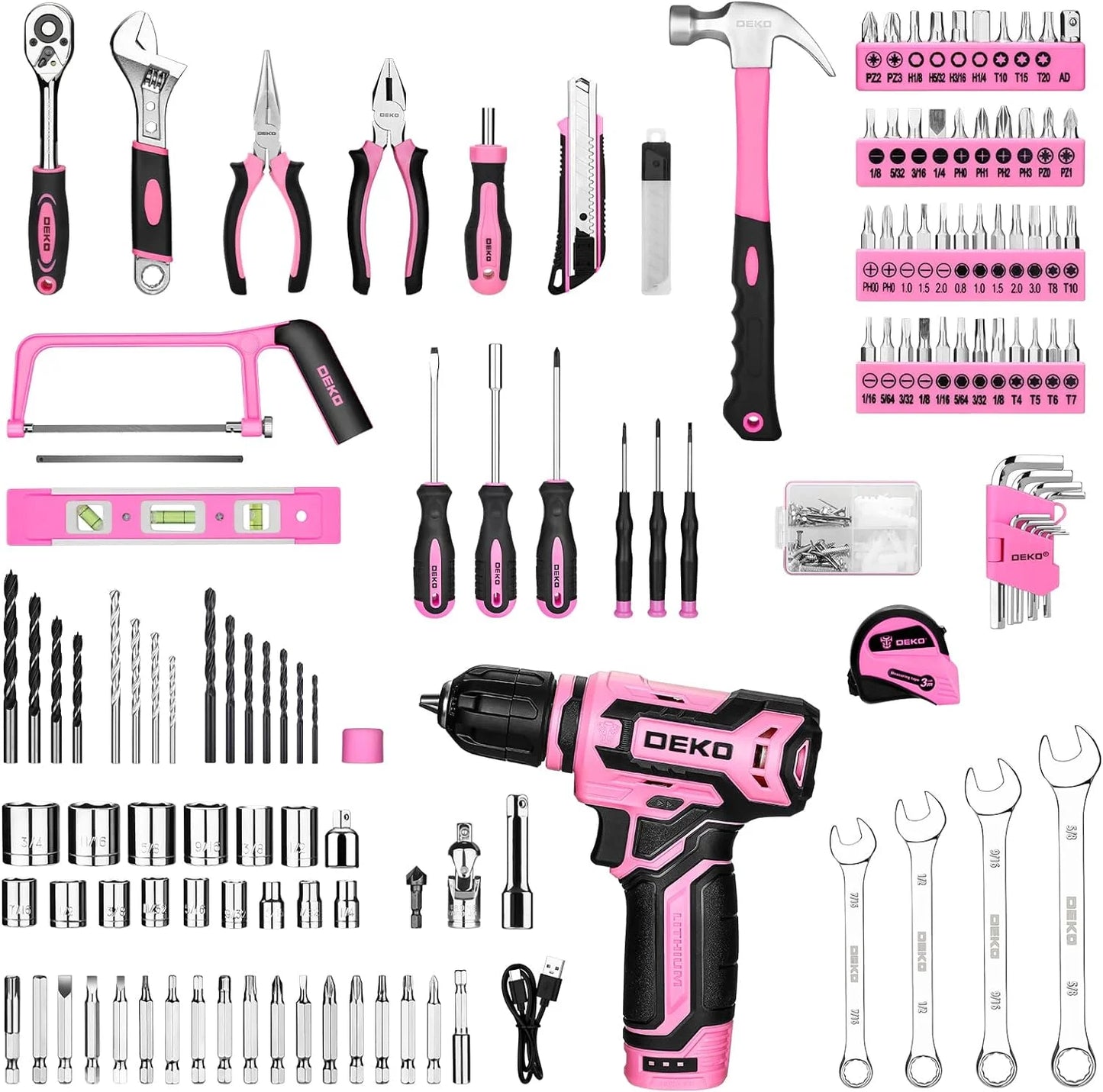 DEKO Home Mechanic Toolbox With 12V Cordless Drill Storage Case