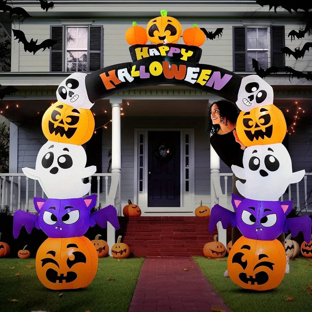 Joyfy Halloween Pumpkin Arch Inflatable With LED Lights Outdoor Decor