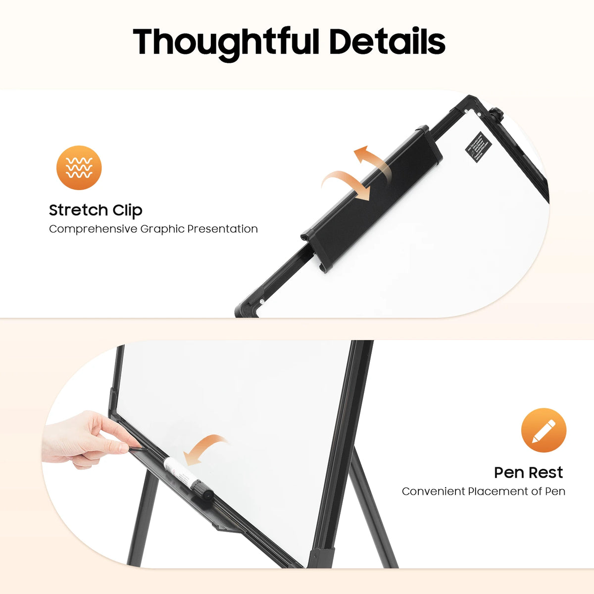 Height Adjustable Magnetic Whiteboard Easel Display