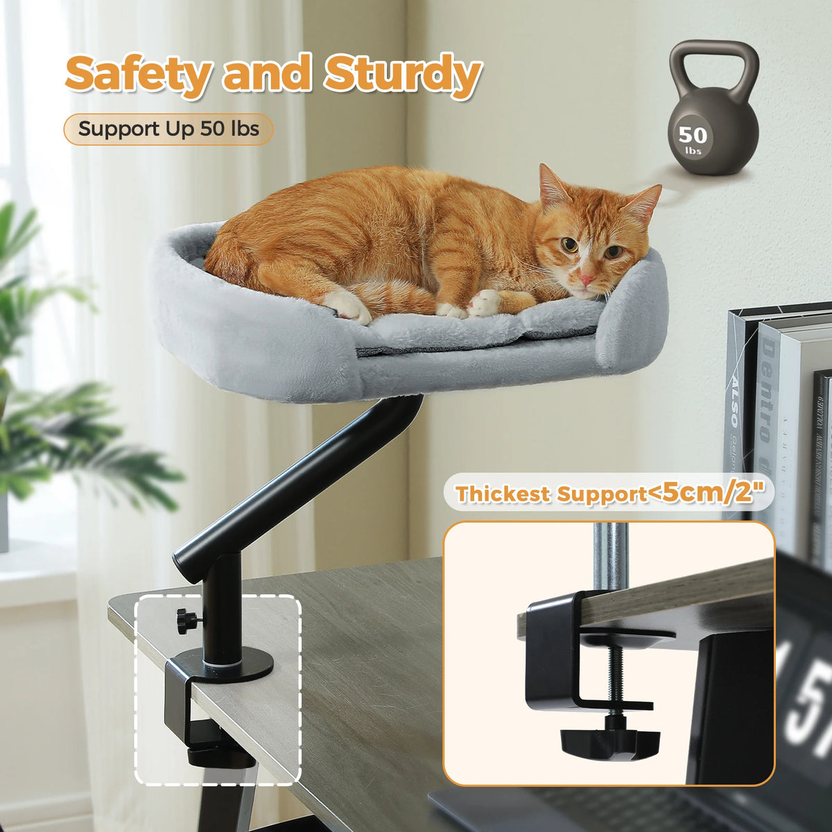 PAWZ Road Rotatable Cat Desk Bed with Adjustable Plush Hammock