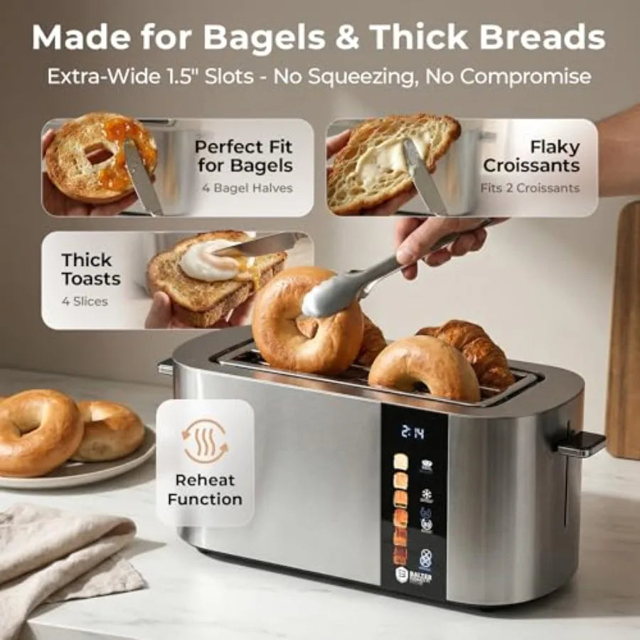SHXI Four Slice Wide Slot Toaster With Automatic Bagel Heating